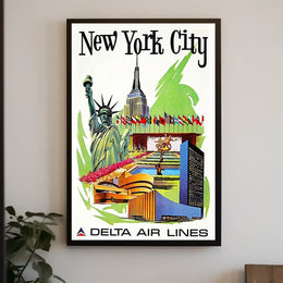 Iconic New York City Travel Poster Vintage Wall Art