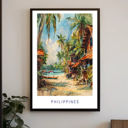Tropical Coastal Serenity in Watercolor Travel Poster PosterGoat
