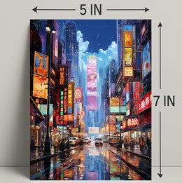 Neon Cityscape At Night Poster
