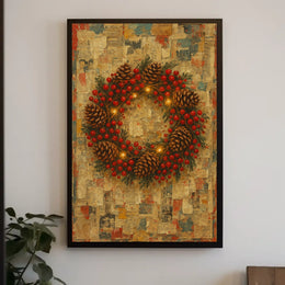 Festive Wreath Collage Poster
