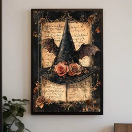Mystical Witch Hat Halloween Scene Artistic Poster