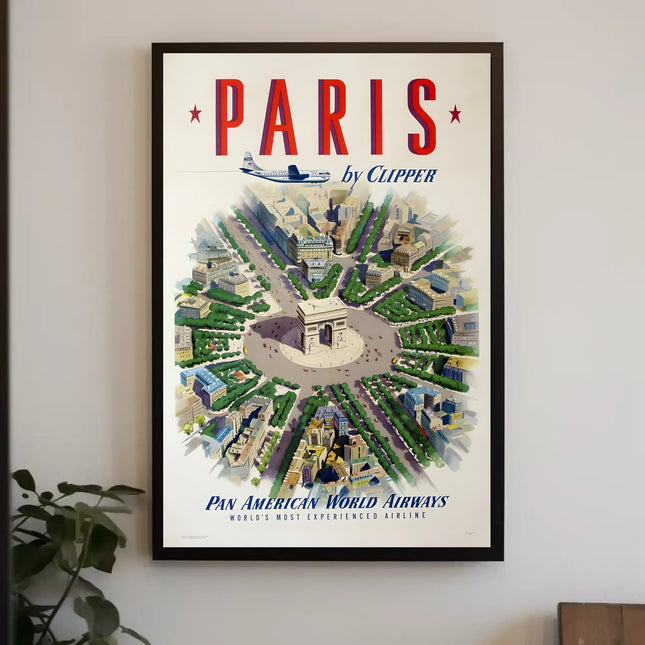 Vintage Paris Travel Poster Featuring Pan Am Airlines