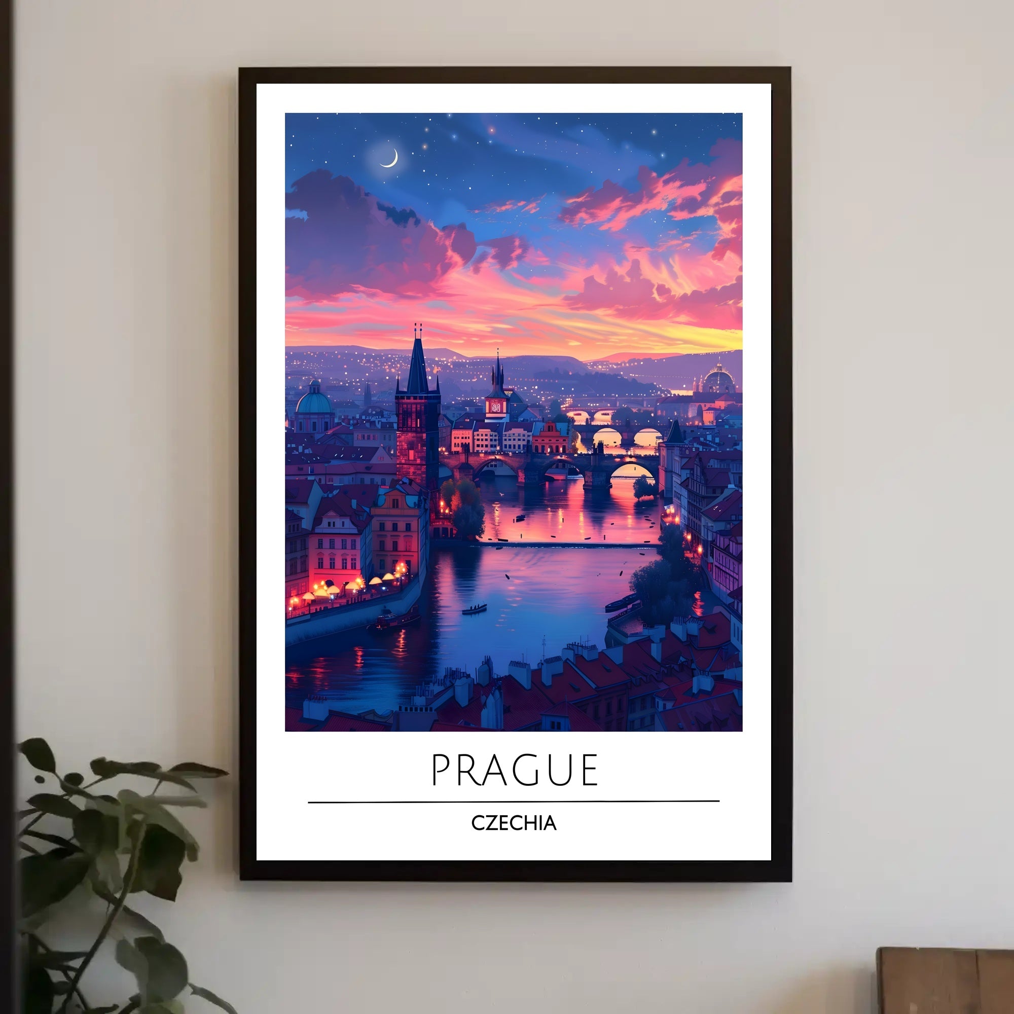 Romantic Twilight Prague View Urban or Cityscape Poster