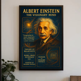 Albert Einstein Visionary Mind Vintage Art Poster
