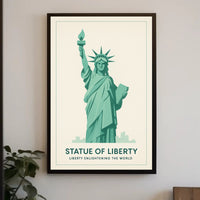 Statue of Liberty Teal Minimalist Artistic Poster PosterGoat