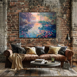Serene Impressionistic Landscape Poster: Tranquil Water Scene