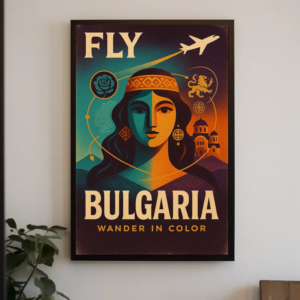 Fly Bulgaria Vintage Travel Poster PosterGoat