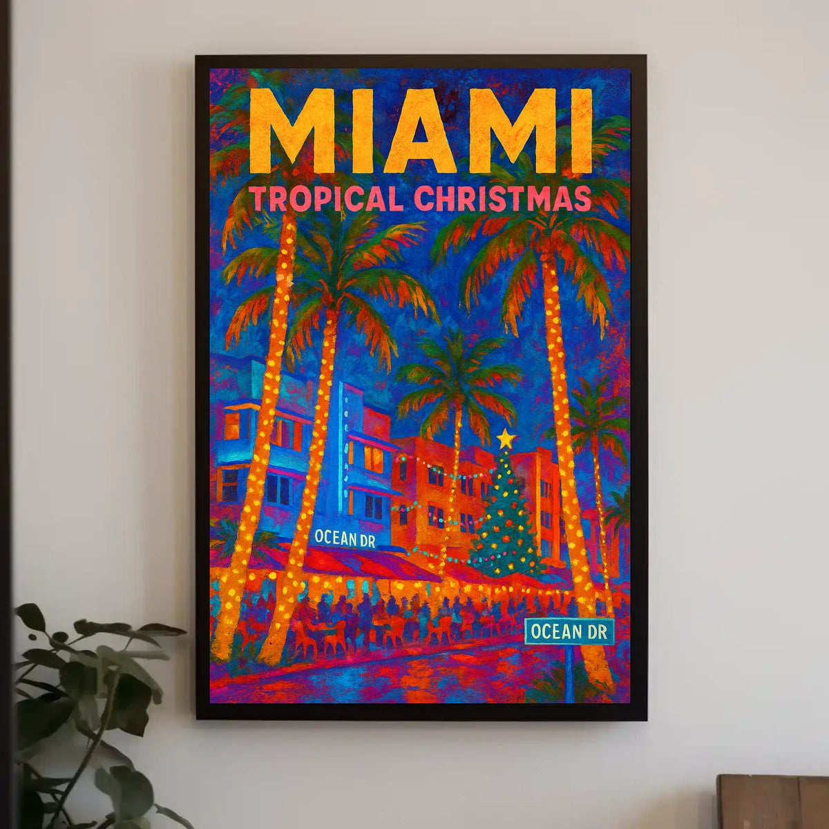 Miami Tropical Christmas Poster