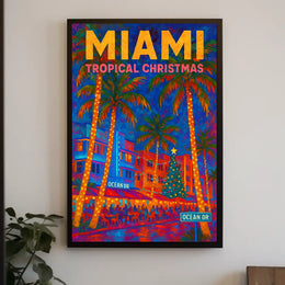Miami Tropical Christmas Poster