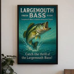 Largemouth Bass Vintage Fishing Adventure Poster