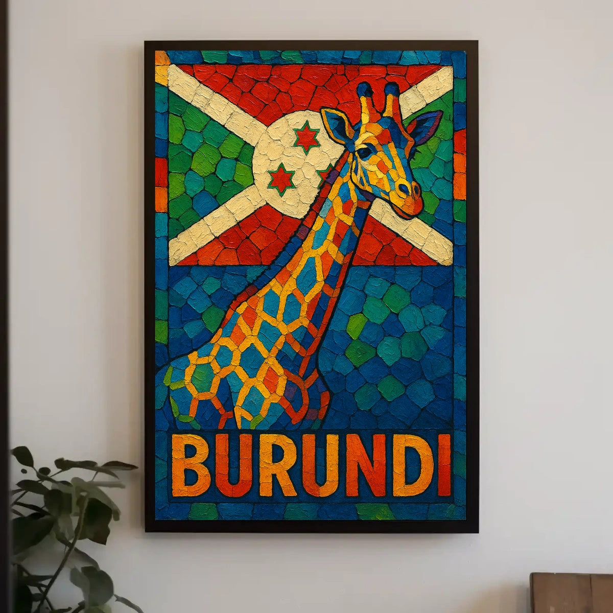 Burundi Giraffe Mosaic Poster