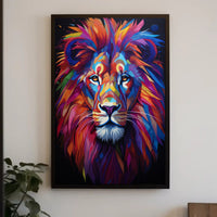 Bold Modern Lion Art Poster with Abstract, Artistic Flair