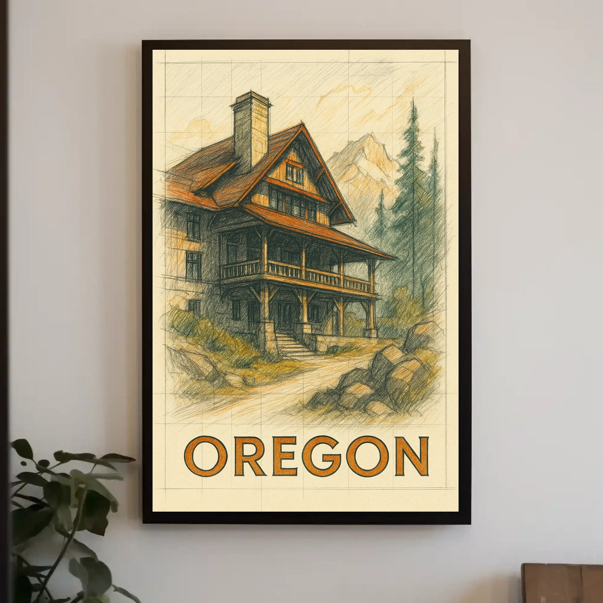 Oregon Mountain Lodge Poster