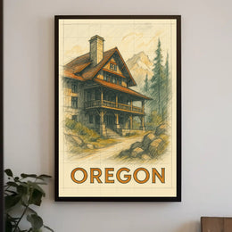 Oregon Mountain Lodge Poster