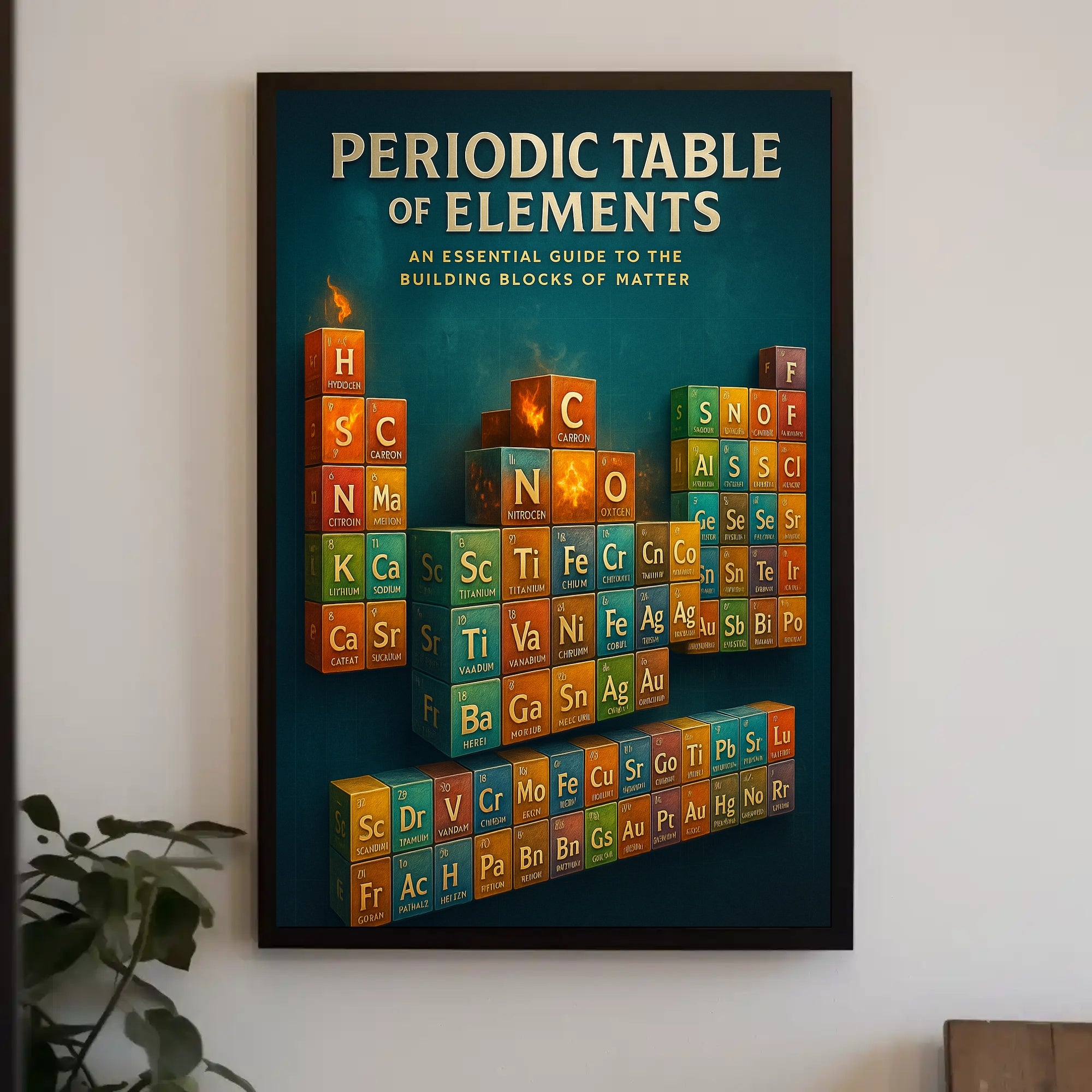 Periodic Table 3D Cubes Educational or Infographic Poster