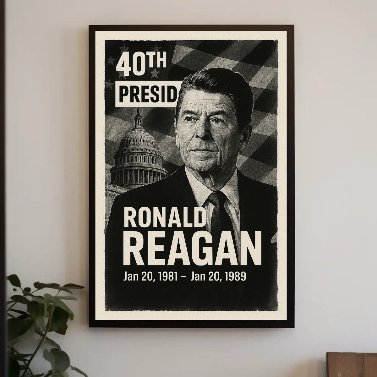 Ronald Reagan 40th President of the United States Digital Montaje Poster