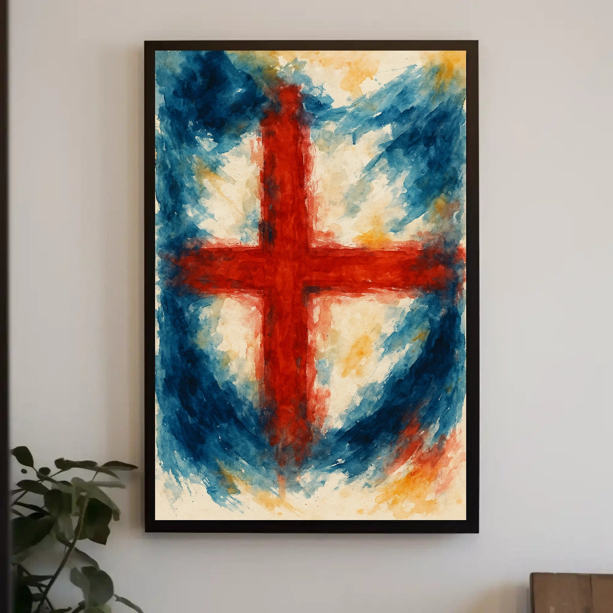 Abstract Cross In Watercolor Abstract Poster
