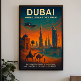 Dubai Skyline Poster Dream Travel Art For Home Decor Lovers