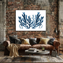 Abstract Blue Seaweed Minimalist Art Poster