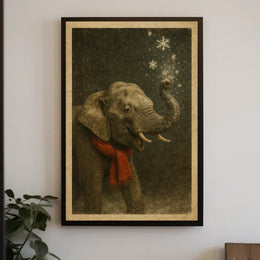 Winter Elephant Delight Poster