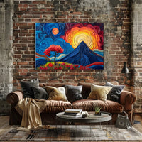 Van Gogh-Inspired Vibrant Mountain Sunrise Poster