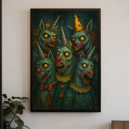 Nightmare Circus Clown Unicorns Poster 18x24 Archival Inks