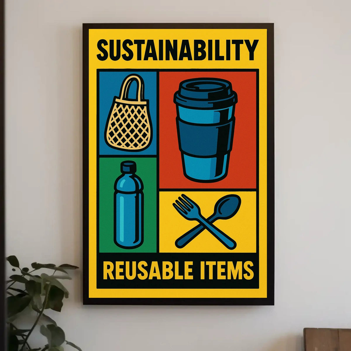 Sustainability Reusable Items Poster