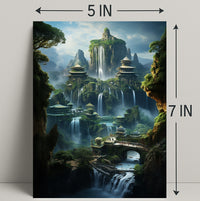 Enchanted Waterfall City Poster