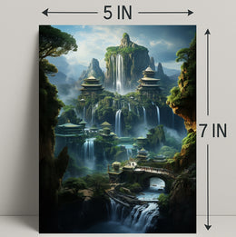 Enchanted Waterfall City Poster