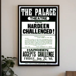 Hardeen Challenge Palace Theatre Bath Historical Poster