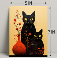 Enigmatic Felines And Floral Harmony Poster