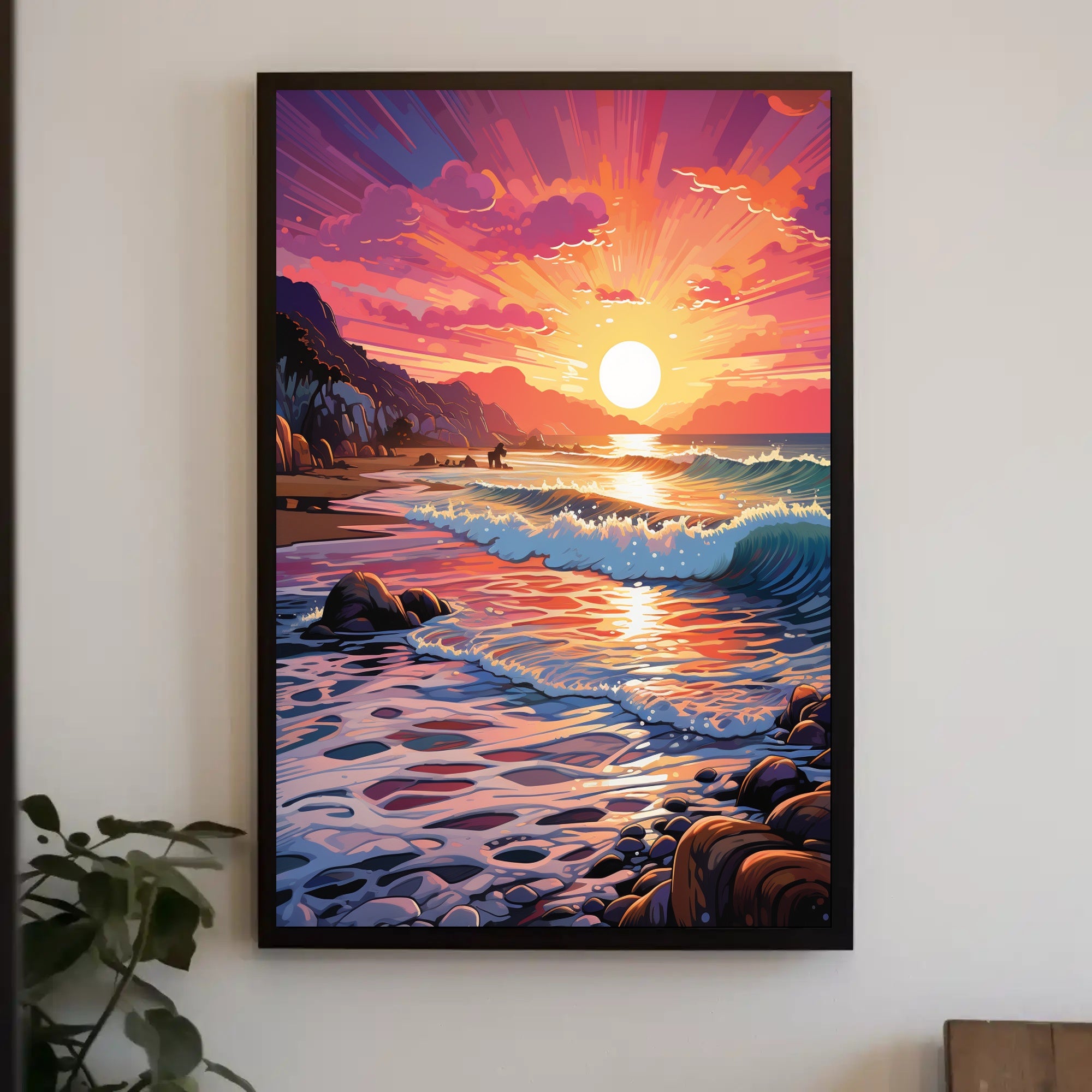 Vibrant Coastal Sunset Poster PosterGoat