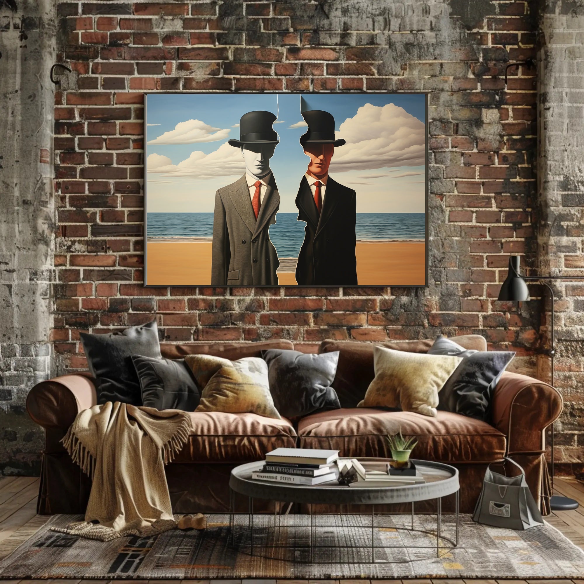 Duality in Suits: Surreal Artistic Poster