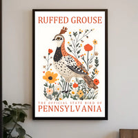 Ruffed Grouse Pennsylvania State Bird Art Poster