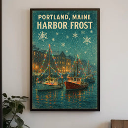 Portland Maine Harbor Frost Poster