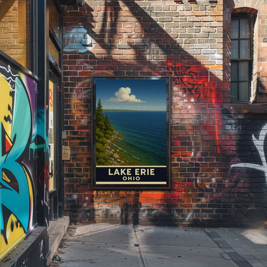 Lake Erie Ohio Rocky Shoreline Scenic Nature Poster
