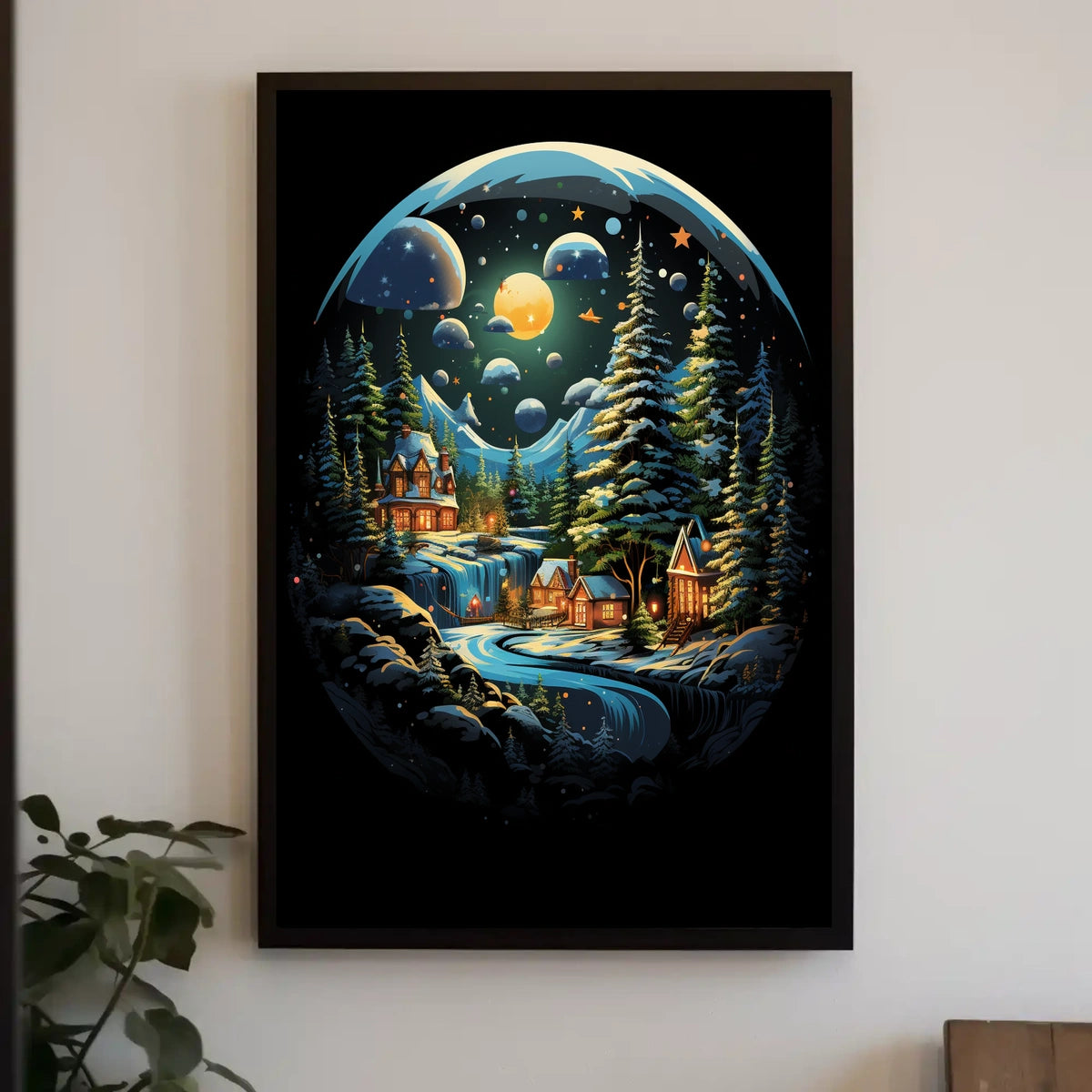 Whimsical Enchanting Winter Landscape in Fantasy or Mythology Poster