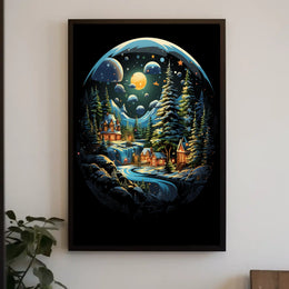 Whimsical Enchanting Winter Landscape in Fantasy or Mythology Poster