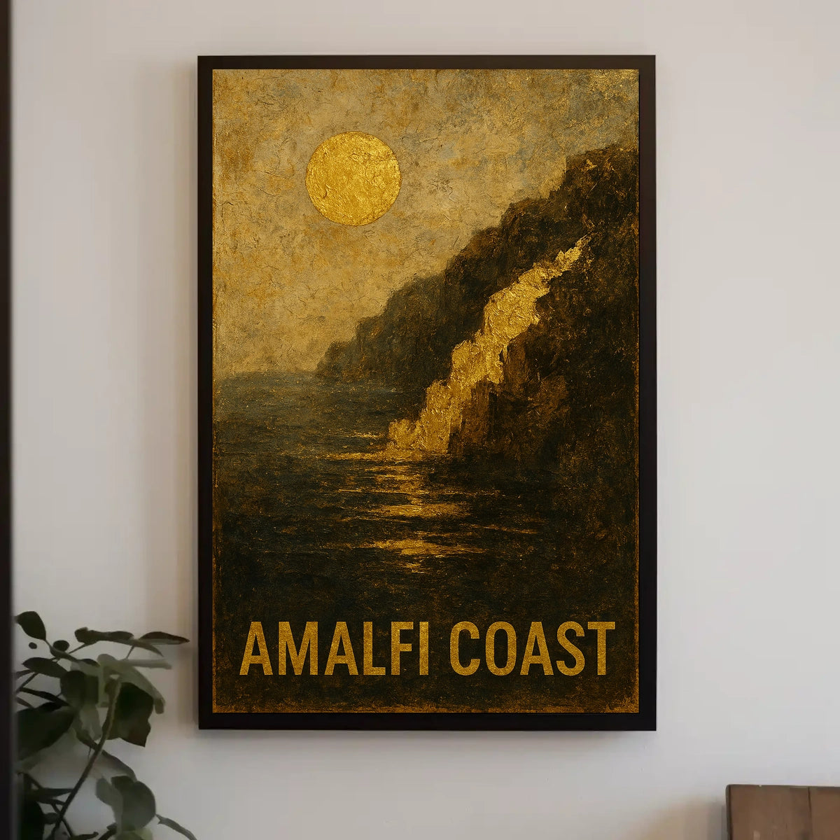 Amalfi Coast Poster Wall Art Coastal Sunset Scene Print