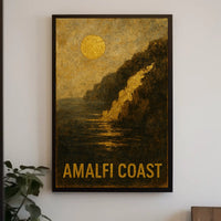Amalfi Coast Poster Wall Art Coastal Sunset Scene Print