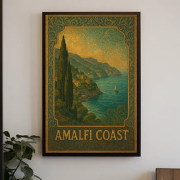 Amalfi Coast Poster Wall Art 18x24 Coastal Scene Art Print