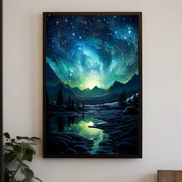 Aurora Borealis Nightscape Masterpiece Artistic Poster