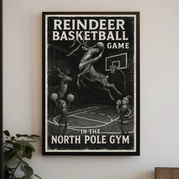 Reindeer Basketball Game Poster