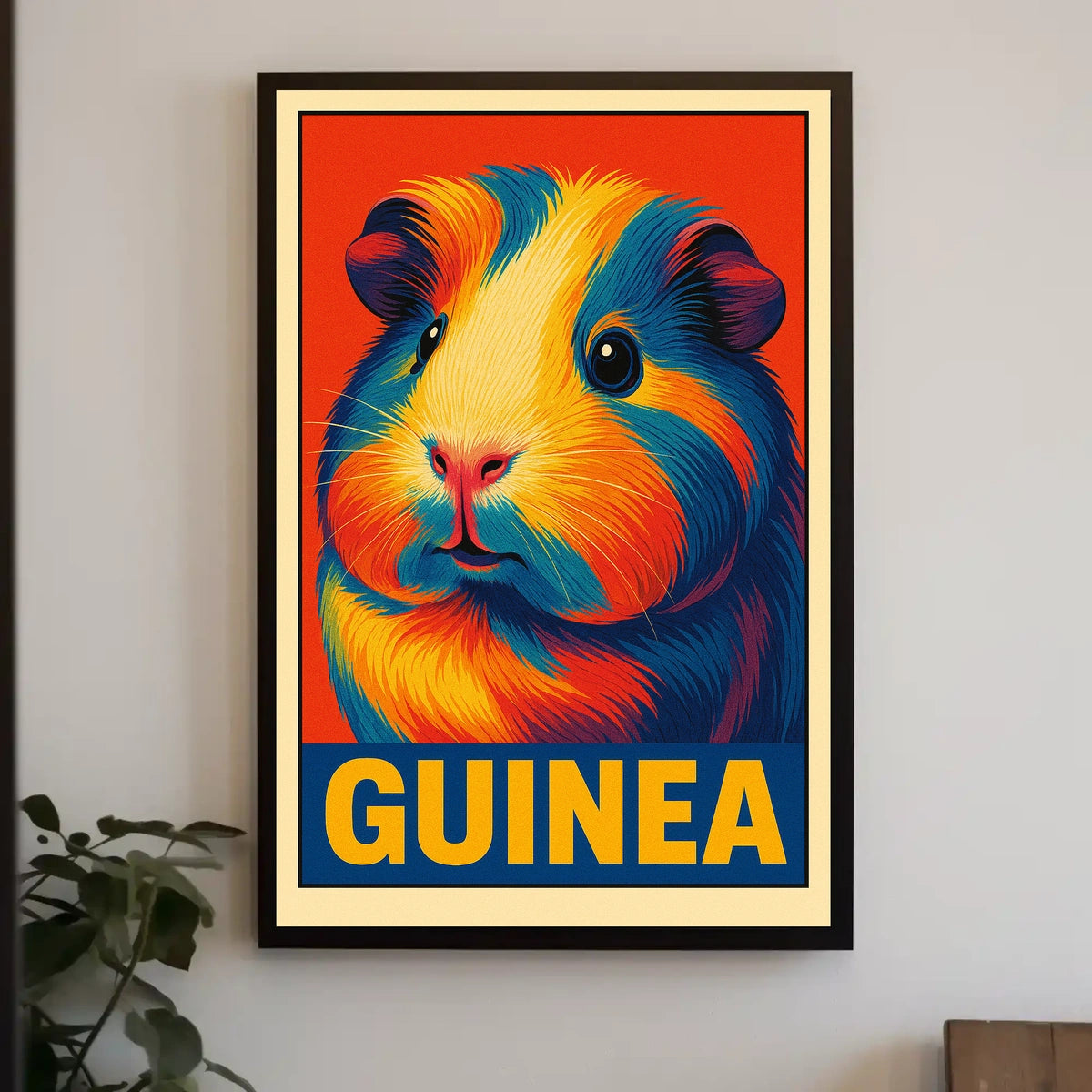 Vibrant Guinea Pig Portrait Poster