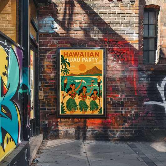 Hawaiian Luau Party Beach Dancers Poster Poster