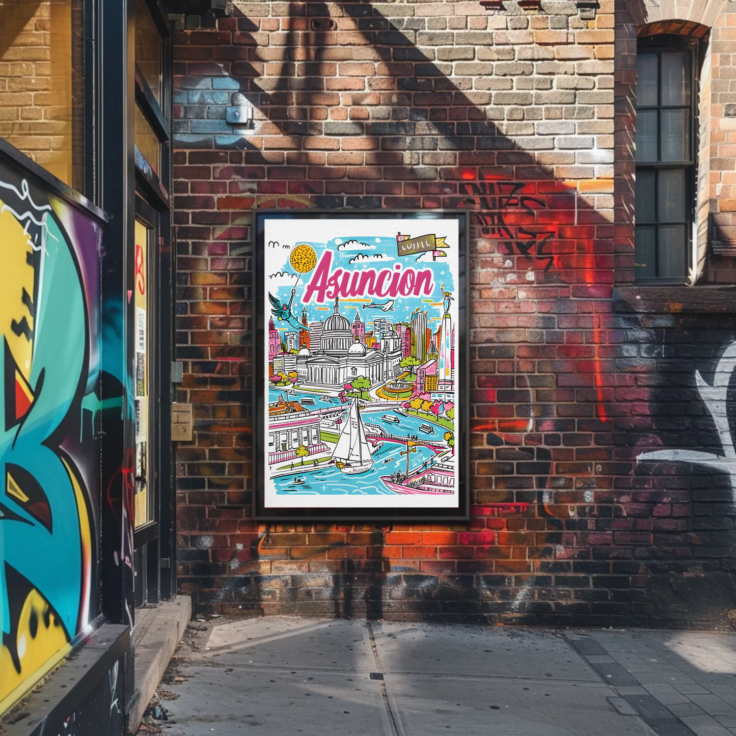 Asuncion Paraguay Vibrant Cityscape and Waterways Travel Poster