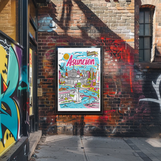 Asuncion Paraguay Vibrant Cityscape and Waterways Travel Poster