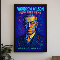 Vibrant Woodrow Wilson Portrait: Historical or Presidential Poster PosterGoat