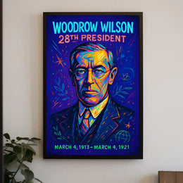 Vibrant Woodrow Wilson Portrait: Historical or Presidential Poster PosterGoat