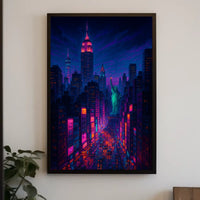 Neon New York Cityscape Night Glow Poster Modern Wall Art